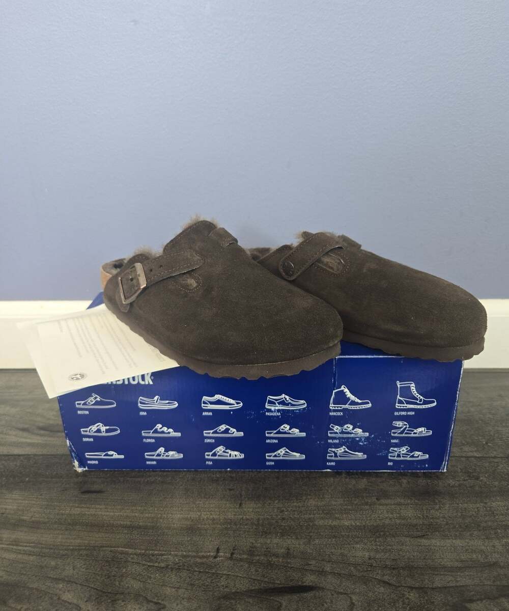 New Birkenstock Boston VL Sherling Mocca size 36 w 5 m 3 narrow